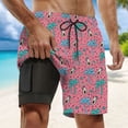 thumbnail image 2 of Kcolen Swim Trunks Men Board Shorts with Compression Liner Swimsuits Quick Dry Bathing Suit Pockets Swimwear, 2 of 5