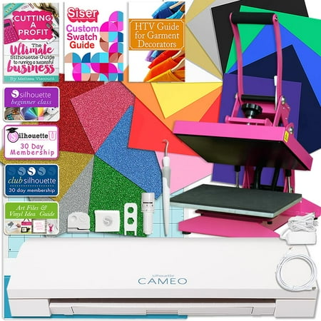 Hematite Cameo - Silhouette Cameo 3 Bluetooth Heat Press T-Shirt Bundle with Pink Heat Press, Siser Vinyl, and More