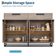 Modern 55 Inch Sideboard Buffet Cabinet – 2 Drawers, 4 Doors, Adjustable Shelf – Kitchen Storage, Coffee Bar Cabinet for Dining Room – Vintage Brown, Datong 41014K