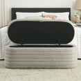 thumbnail image 3 of Storage Ottoman Bench, Teddy Upholstered Fabric Storage Bench with Safety Hinge, End of Bed Stool for Bedroom, Living Room, Entryway (Grey), 3 of 8
