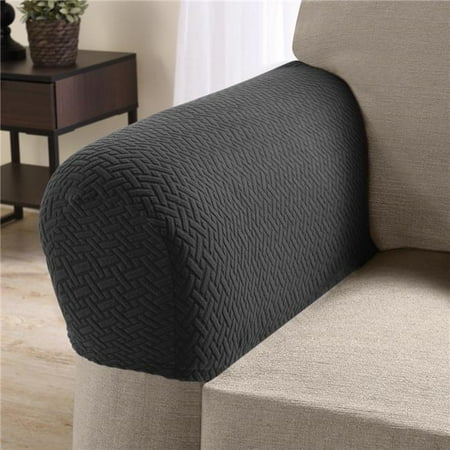 Collections Etc Armrest Covers for Recliners, Sofas, and Chairs with Stretch, Textured Pattern - Set of 2 (Leather Chair Covers The Best Protection)