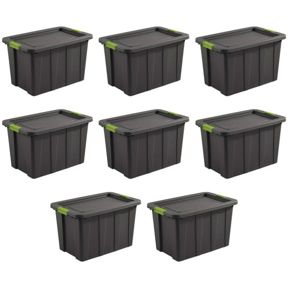 Sterilite 30 Gal Latching Tuff1 Stackable Storage Tote Bin w/ Latch Lid, 8 Pack