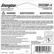 Energizer CR2025 Coin Batteries (4 Pack), 2025 3V Lithium Batteries, Long-Lasting Power Compatible with Key Fobs, Watches and more