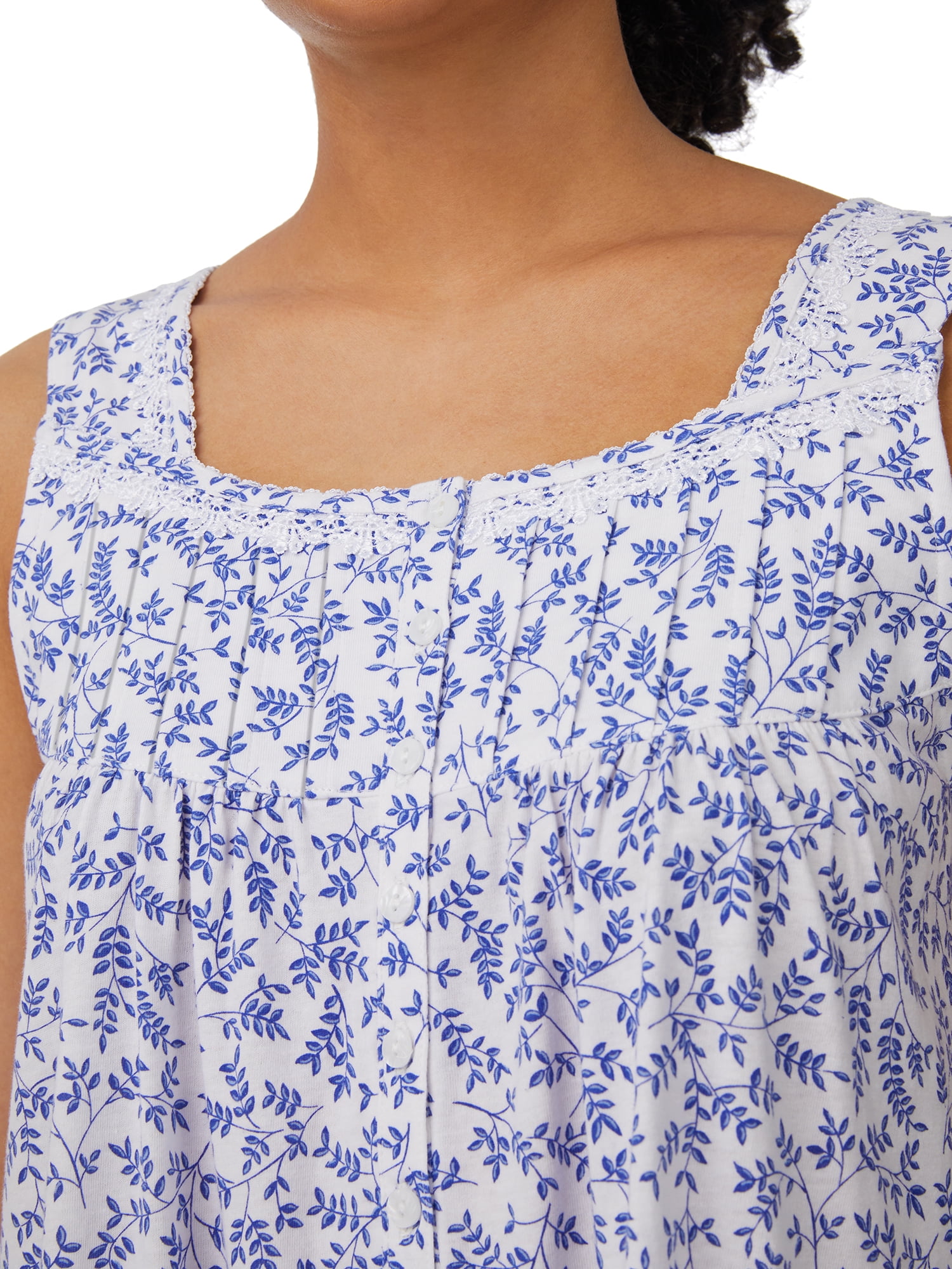 Aria Women's 100% Cotton Sleeveless 40" Nightgown, Sizes XS-5X