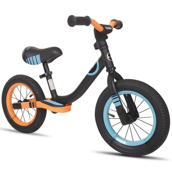 KOOKIDO Draisienne Sportive avec Pneus à Air, Vélo pour Enfants avec Suspension Arrière, Vélo de 12 Pouces Sans Pédales, Vélo pour Enfants de 3 à 6 Ans, Noir et Orange