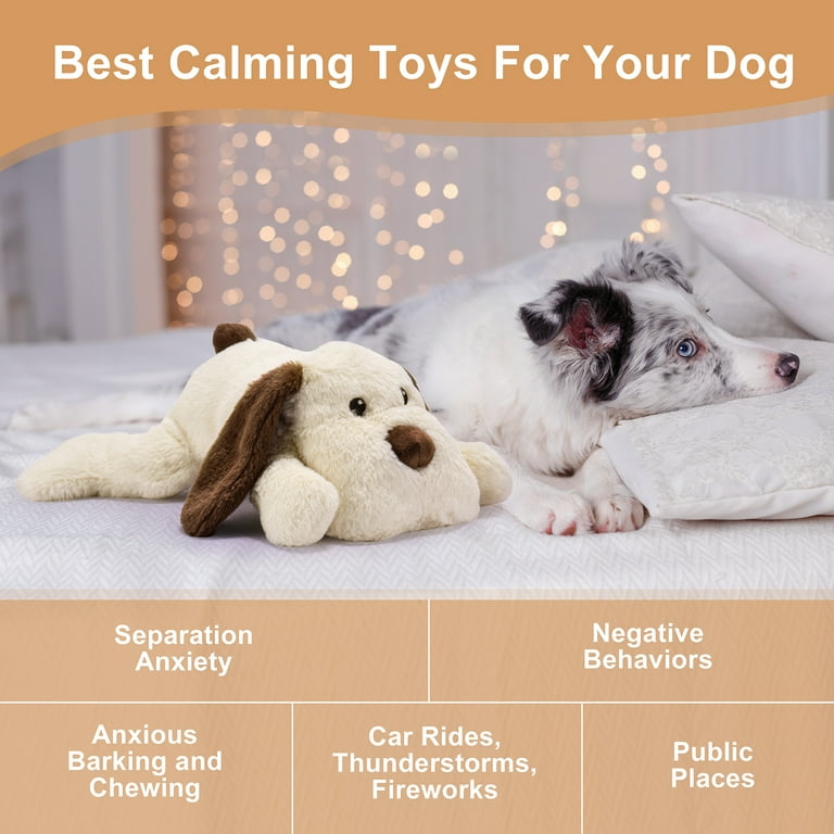 Moropaky Hearbeat Toy for Dog Anxiety Relief Behavioral Training Aid Toy,  Light Brown