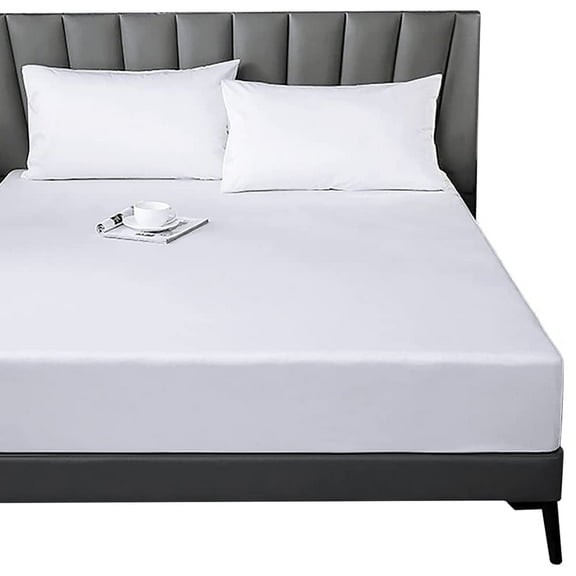 Lirex King Size Fitted Sheet, 100% Cotton, 300 Thread Count, White