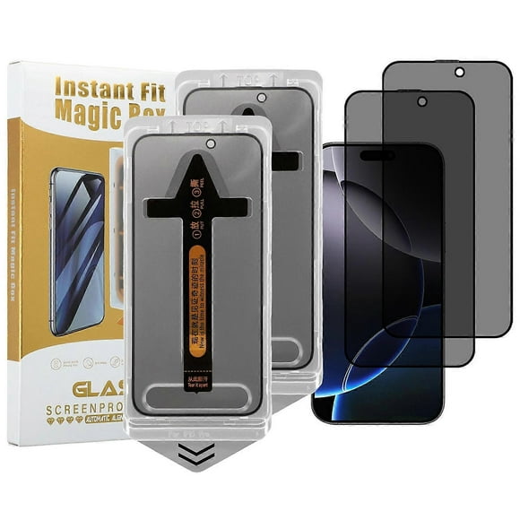 2Pcs For iPhone 16 Pro Screen Protector Anti Spy High Aluminium Silicon Glass with Dust Removal Tool