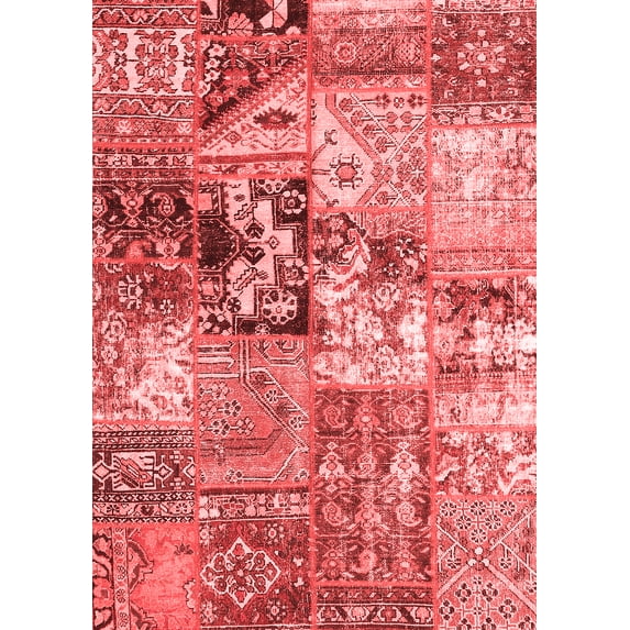 Ahgly Company Indoor Rectangle Patchwork Red Transitional Area Rugs, 7' x 10'