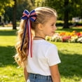 thumbnail image 2 of HOARBOEG 1Pcs Patriotic Hair Bows Set of 7 – USA Flag Print Scrunchies & Independence Day Hair Ties in Red, White, and Blue – 4th of July Hair Accessories for Women, 2 of 5