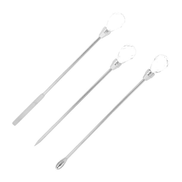 Espátula de acero inoxidable, herramienta profesional para mezclar uñas, 3 uds., funcionamiento suave