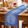 thumbnail image 5 of Boho Flowers Table Runner - 60 Inch Long Blue Floral Bohemian Vintage Country Cotton and Linen Blended Dress Scarves Farmhouse Table Runner for Kitchen Dining, Coffee Table, 13" x 60", 5 of 8