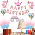 thumbnail image 2 of Ezzo Unicorn Balloon and Banner Birthday Party Decoration Set Pink 18 Pieces, 2 of 5