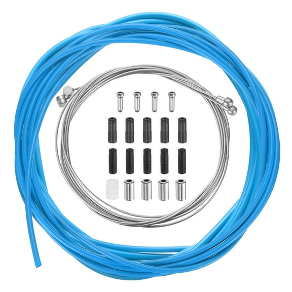 Uxcell Bicycle Brake Gear Shifter Cable Housing Set Universal Bike Inner Brake Cable Housing Kit Front and Rear Bicycle Shift Cable Replacement Kit for Road Mountain Bike Cycling, Blue