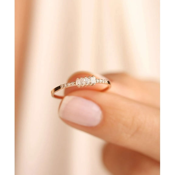 vylahjewellery Expensive 2.50 Ct Baguette Cut Moissanite Diamond Ring Plated Yellow Gold Promise Anniversary Ring for Her