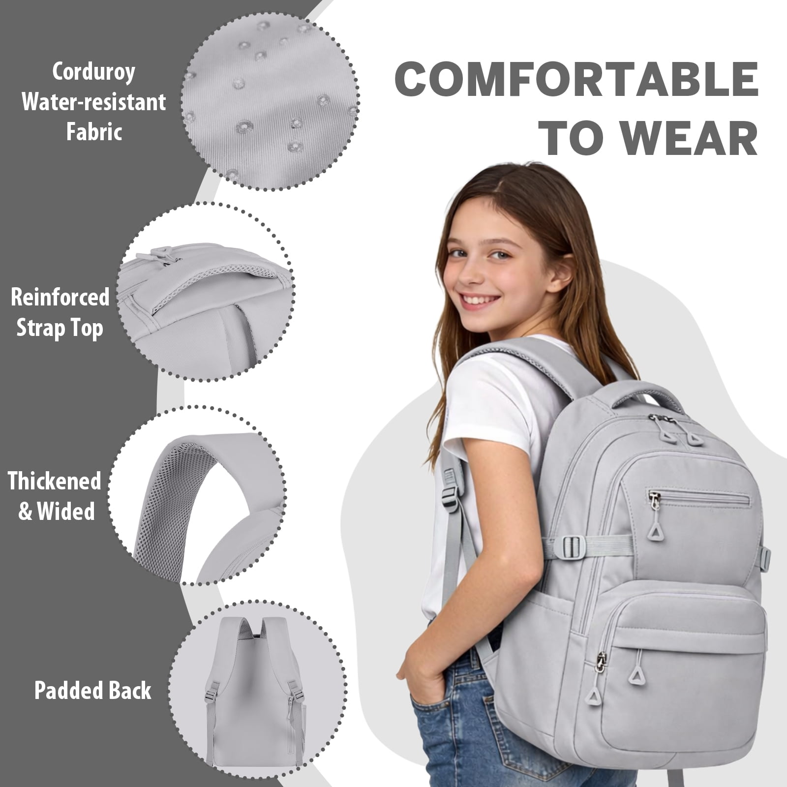 Gynky School Backpack, Large Capacity Bookbag Cute Girlish Water-Resistant Laptop Backpacks for Teen Adults Tween, Fashion Aesthetic Lightweight Travel Daypack for Women Middle School College
