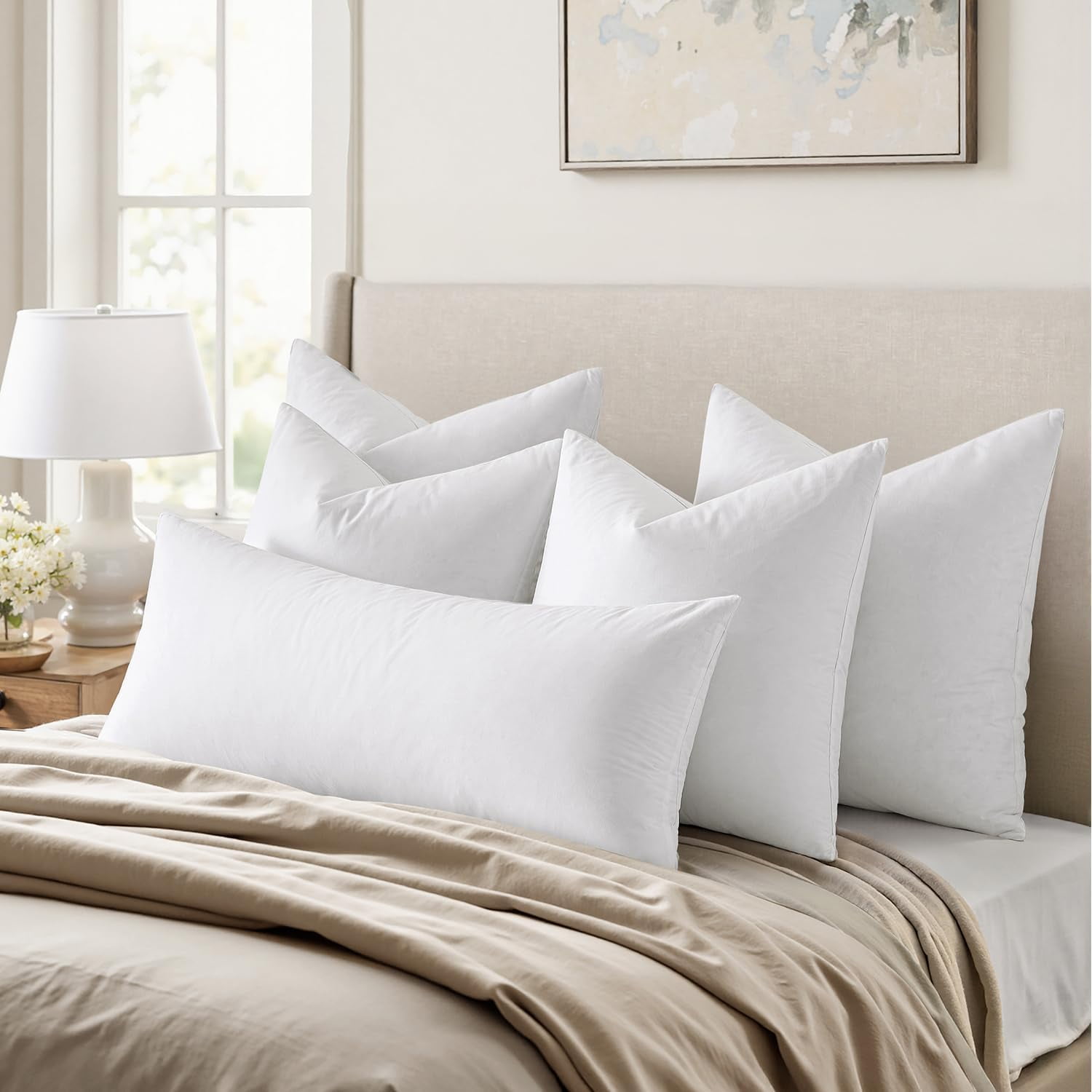12x20 Pillow Inserts Pack Of 2 - White Down Alternative Feather Pillows For Decorative Covers