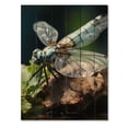 thumbnail image 3 of Designart "Insects in Flight White Dragonfly" Animals Print on Natural Pine Wood, 3 of 5