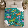 thumbnail image 5 of Teal Dachshund Dogs Patterned Sweaters Autumn, Playful Pet Portrait Pattern, Warm Flannel Blanket for Living Room and Bedroom, Dog Lovers Thanksgiving Gift, Pet Lover Home Decor, 5 of 9