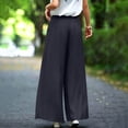 thumbnail image 5 of Mifsaly Flowy Pants for Women High Waisted Wide Leg Palazzo Pants Floral Embroidery Loose Casual Summer Trousers with Pockets Black,M, 5 of 6
