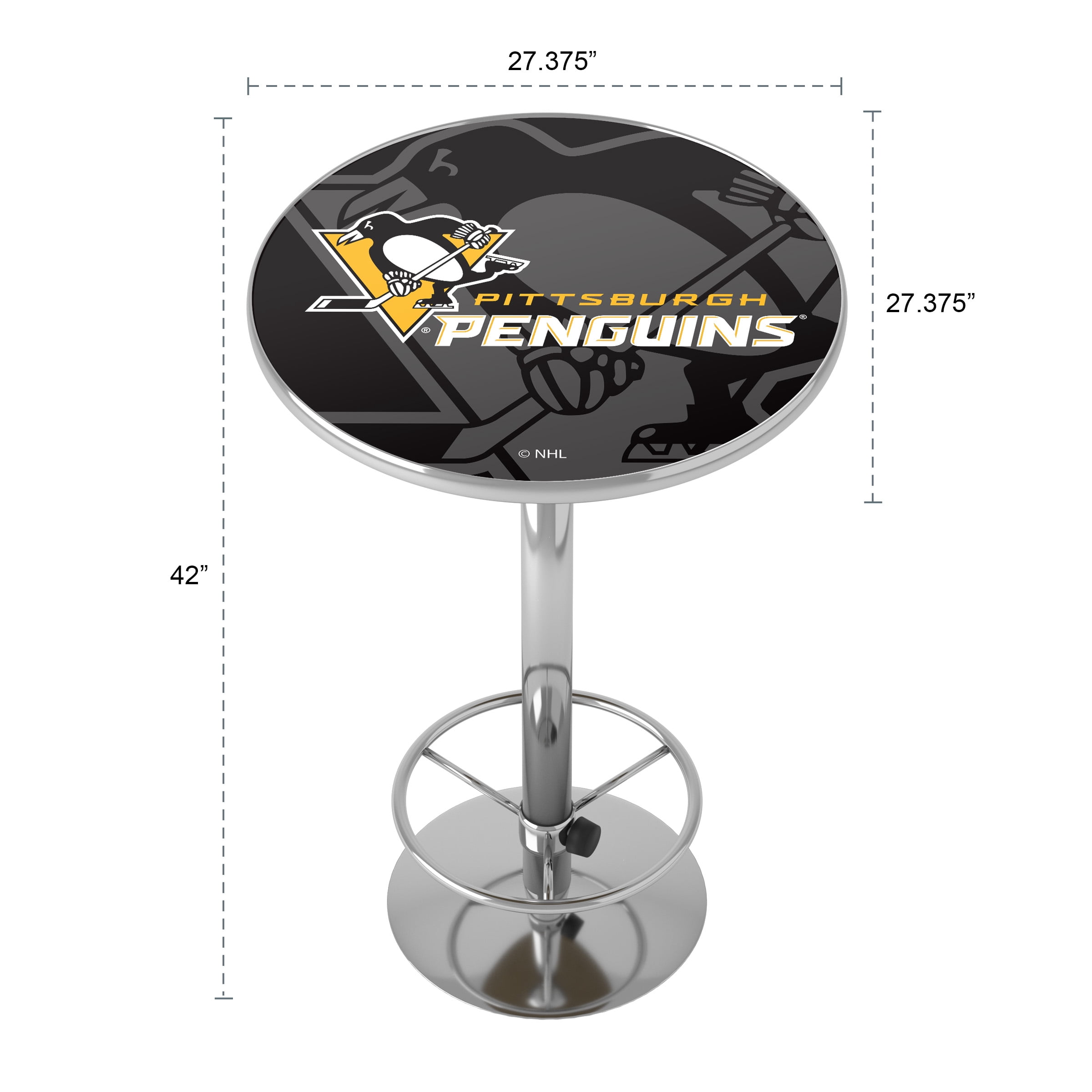 Pittsburgh Penguins Watermark Bar Table with Adjustable Footrest and Acrylic Top