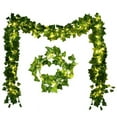 thumbnail image 1 of 12 guirnaldas de hiedra artificial, guirnalda de hiedra artificial con 100 luces LED para decoración de celebraciones, bodas, cocinas, jardines y oficinas., 1 of 5