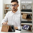 thumbnail image 5 of Case Designed for Google Pixel 9 / 9 Pro, Detachable Back Card Pockets, Magnetic Zipper PU Leather Kickstand Classic Rugged RFID Blocking Phone Case Cover for Google Pixel 9 / 9 Pro, Brown, 5 of 12
