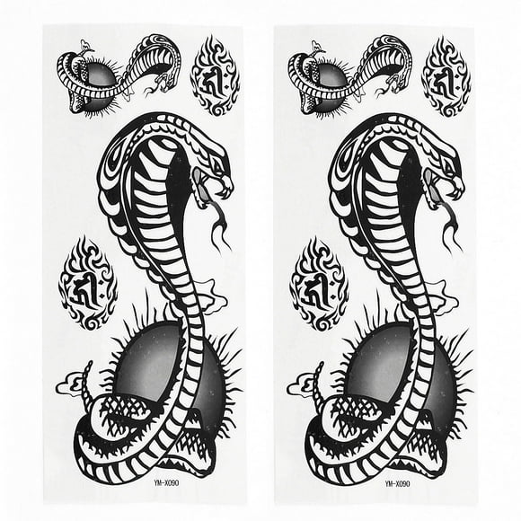 Unique Bargains 2 Sheets Removable Snake Pattern Paper Sticker Temporary Tattoos Black White