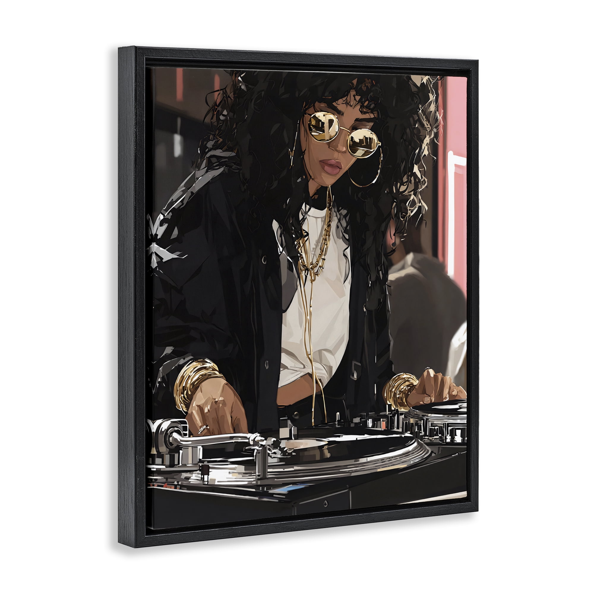 Stupell Industries DJ Focused On Turntables Black Framed Floater Canvas Wall Art, design by Franklyn Gregory