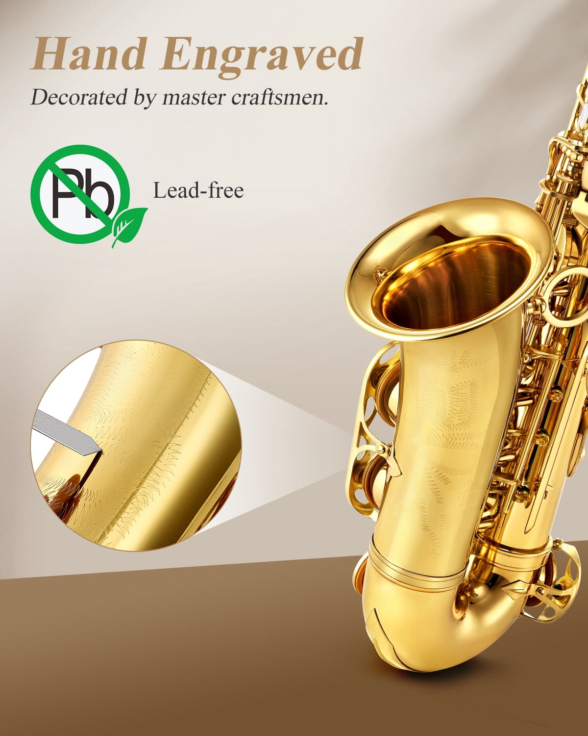 Eastar New Upgraded E Flat Alto Saxophone Gold Lacquer Full Kit with Stand –  for Student Beginners, Ideal for School Bands & Orchestras (AS-II)
