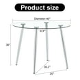 thumbnail image 6 of Gzxs 40" Round Glass Dining Table for 4-6 People with 0.3'' Clear Tempered Glass Tabletop, Modern Kitchen Table with 4 Silver Metal Legs for Dining Room Living Room, 6 of 7