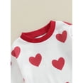 thumbnail image 6 of Toddler Boys Girls Fall Outfits Heart Print Long Sleeve Waffle Sweatshirts and Long Pants 2Pcs Valentine's Day Clothes Set, 6 of 10