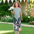 thumbnail image 4 of Uourmeti Girls Dress with French Bulldog Flower Print Short Sleeve Round Neck Casual Maxi Dresses with Pockets Summer Long Sundress for Kids, Size 7-8 Years, 4 of 7