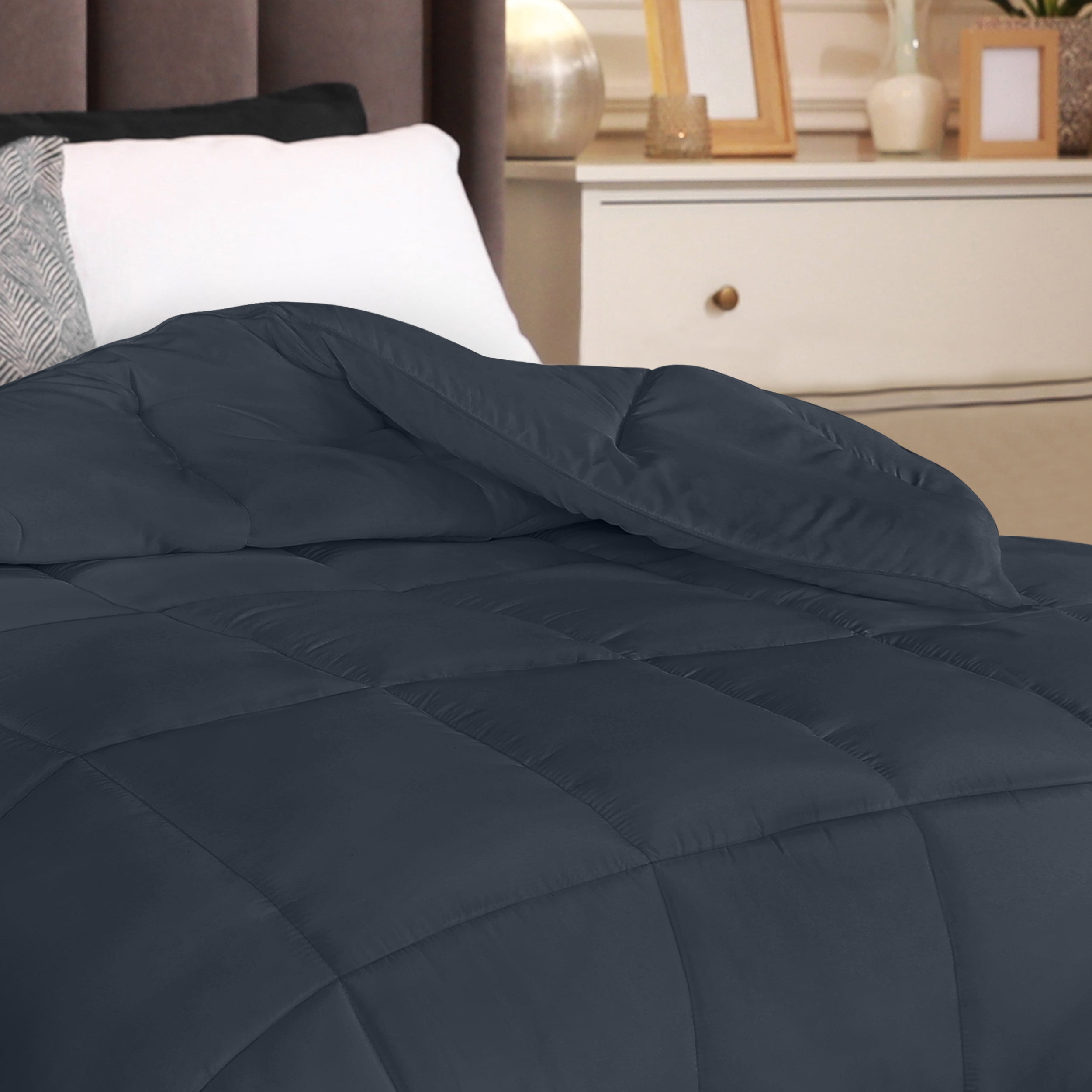 PEKUR All Season Comforter for Adults , Cozy & Lightweight,Box Stitched (Queen Size, Grey, 88"x88")