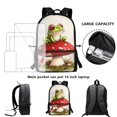 thumbnail image 4 of Jeiento Frog Girls Backpack with Lunch Box Preschool Elementary School Bag Kids Boys Bookbags for 3nd 4th 5th 6th Grade Mushroom Schoolbags Pencil Case Kindergarten Student Back Packs, 4 of 7