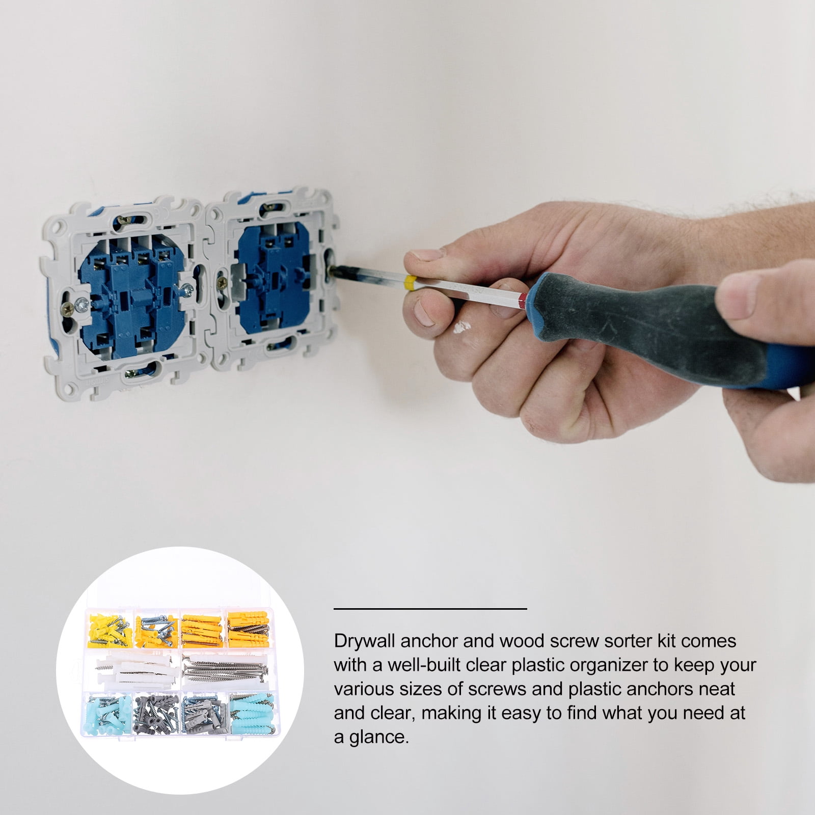 FRCOLOR Drywall Anchor Kit with 1 Set of Screws for Hanging Pictures Drywall Walls Assorted Color