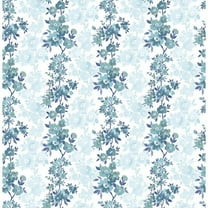 A-Street Prints Charlise Blue Floral Stripe Wallpaper, 20.5-in by 33-ft, 56.4 sq. ft