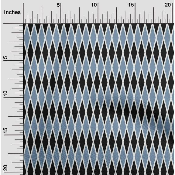 oneOone Viscose Chiffon Grayish Blue Fabric Argyle Check Sewing Material Print Fabric By The Yard 42 Inch Wide