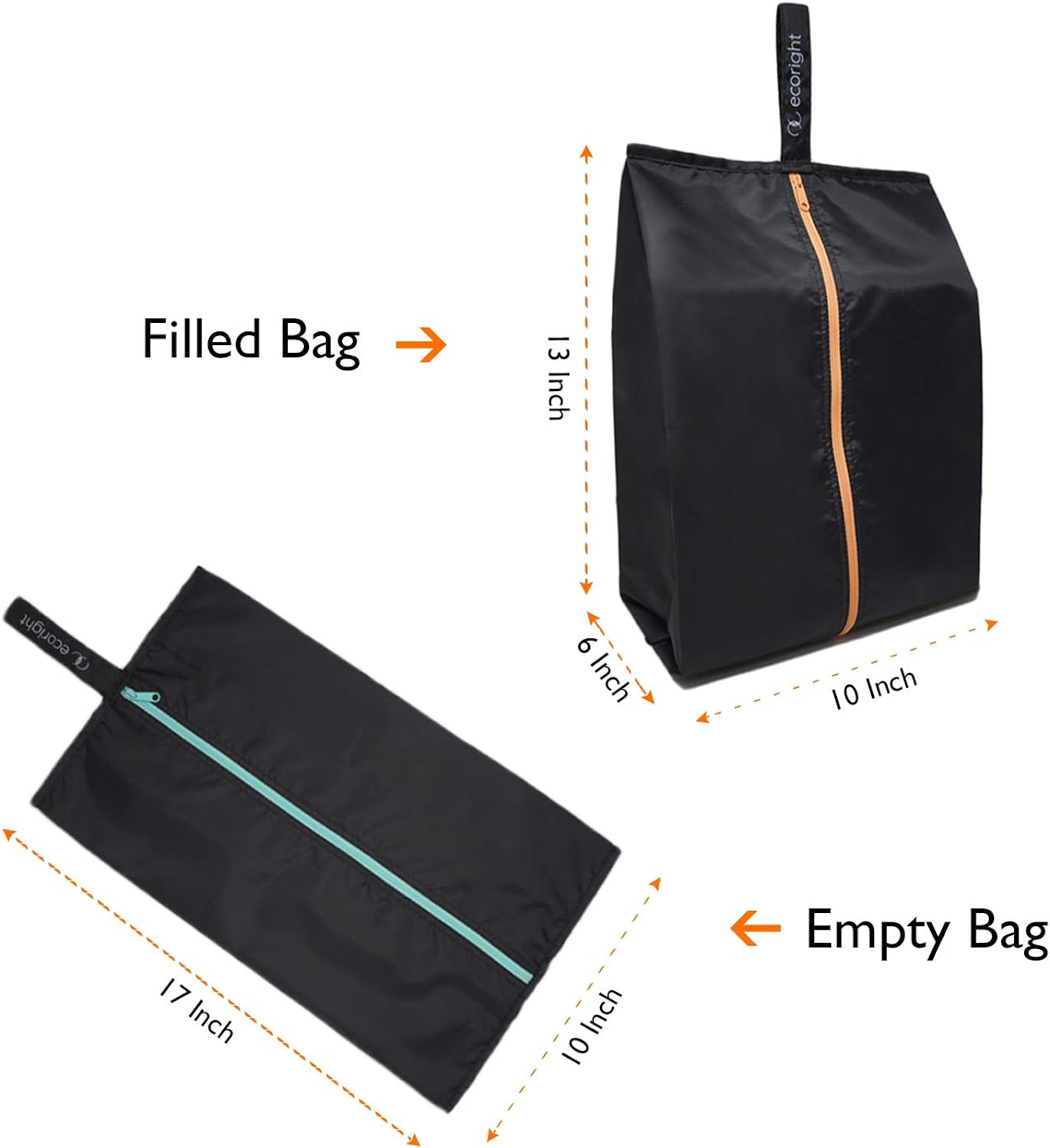 EcoRight Shoe Bags for Travel by Eco Right, 100% Recycled Water-Resistant Shoe Bag for Gym, Shoe Storage Pouch | Set of 2