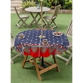 thumbnail image 4 of Outdoor Tablecloth with Umbrella Hole for Patio/Picnic/Party/Camping, Independence Day Waterproof Table Cloth Round Cover Washable, 4th of July Star Blue Red Striped (Dia 54"), 4 of 8