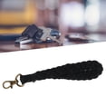 thumbnail image 4 of Mini Macrame Boho Keychain Hand Weaving Hollow Style Cotton Rope Black Coating Zinc Alloy Clip Purse Keychain For Car Key Black, 4 of 8