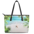 thumbnail image 2 of ZUXONGSY Beach Sea Starfish Palm Tree Print Handbag for Women Large Capacity Satchel Handbags Casual Travel Purse with Handle for Travel Shopping, 2 of 6