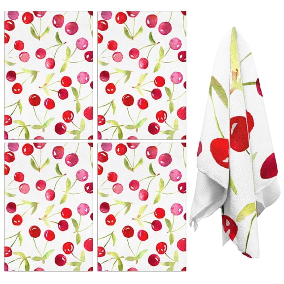 Cherry Kitchen Towels Set of 2,Ultra Absorbent & Fast Drying Farmhouse Dish Towels 18x26 Inch,Decorative Hand Towels for Kitchen,Bathroom,Cooking,Baking,Housewarming Gift.
