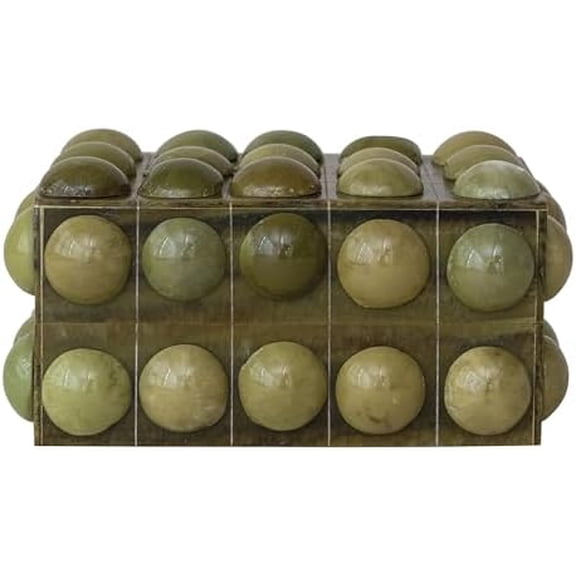Handmade Marbled Resin Bobbin Box, Green