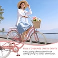 thumbnail image 5 of Dolonm 24" Girls Bike for Ages 10+, Lightweight High-Carbon Steel Frame Cruiser Bike for Women, Commuter Bicycle with Wicker Basket & Rear Seat, Peach, 5 of 8