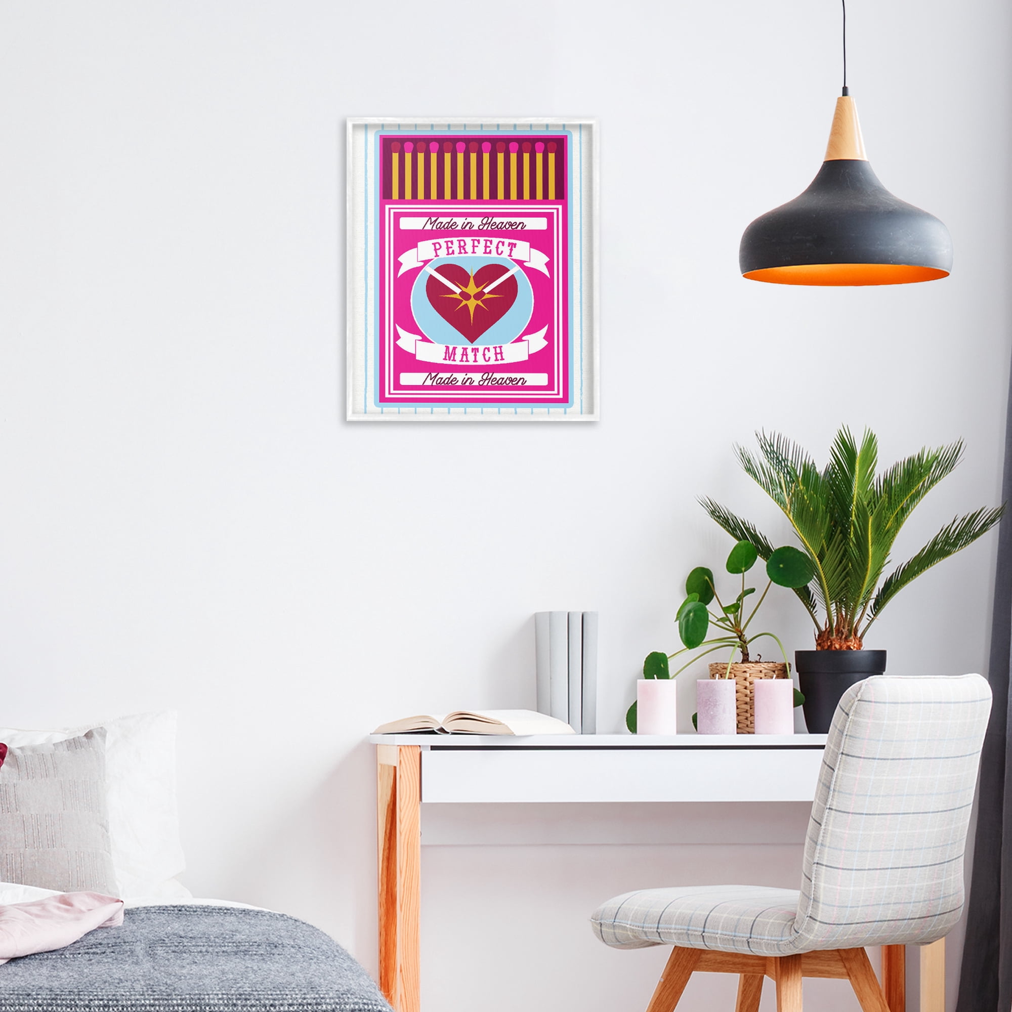 Stupell Industries Perfect Match Made In Heaven White Framed Giclee Art, design by Lil' Rue