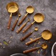 thumbnail image 2 of 8 pieces Golden Measuring Cups Set and Measuring Spoons Set with Scale, Wooden Handle Stainless Steel Dry & Liquid Measuring Cup for Cooking Baking, 2 of 18