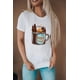 thumbnail image 2 of ABPHQTO Camiseta blanca de manga corta con estampado gráfico Happy Camper para mujer, 2 of 5