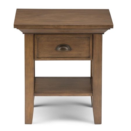 Simpli Home - Redmond Square Rustic Wood 1-Drawer End Table - Distressed Gray