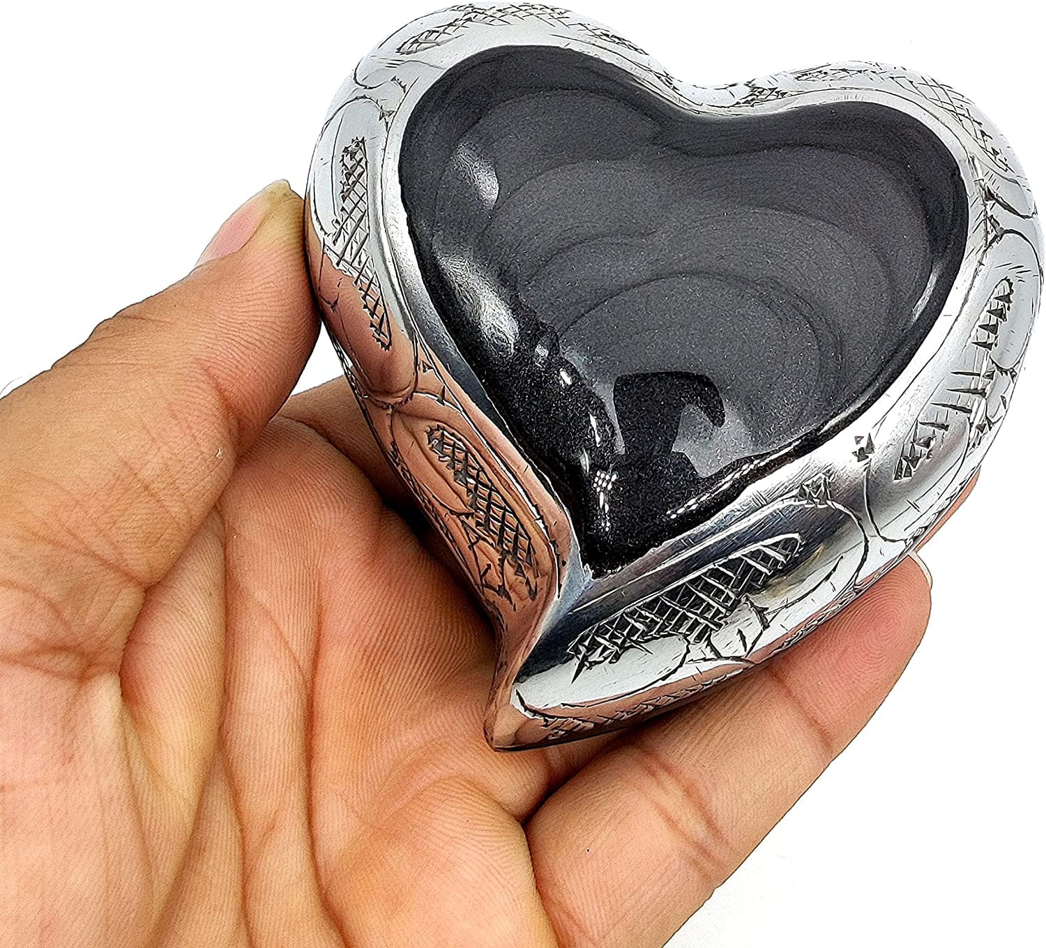 5MOONSUN5's Handcrafted Heart Urn Keepsake Cremation Urn for Human pet Ashes Engraved Urn Heart Shaped - Perfect for Adults & Infants Honor Your Loved One. Comes with Brass Stand & Premium Box